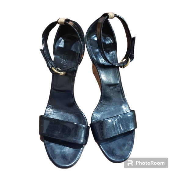 Gucci Wedge Sandals patent leather cork Wedge Size 9 - Picture 3 of 10